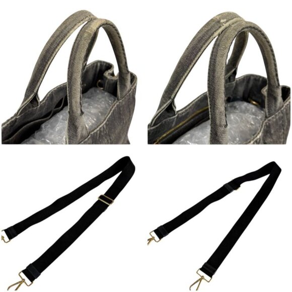 Prada Canapa SS 2-Way Mini Tote Shoulder Bag Denim Canvas Black